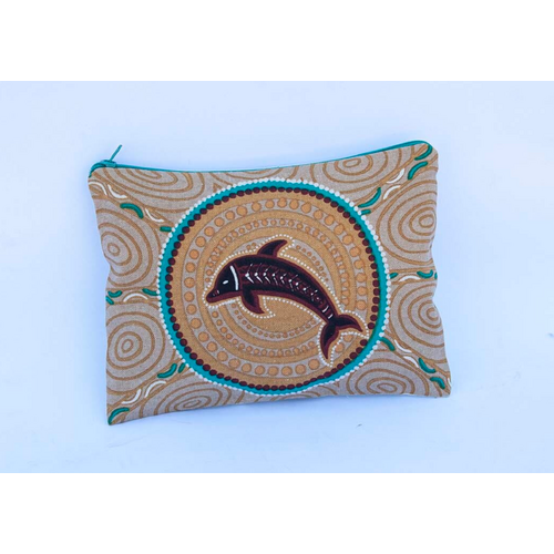 Muralappi Journey Recycled Cotton Canvas Utility Pouch (22cm x 17cm) - The Dolphin