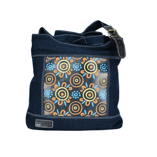 Muralappi Journey Leather/Black Canvas Shoulder/XBody Handbag (32cm x 37cm) - Family Ties [colour: Denim]