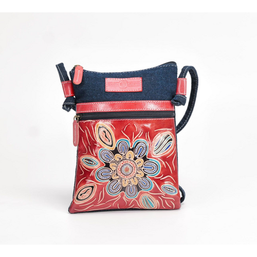 Muralappi Journey Genuine Leather/Denim Canvas Combination Shoulder Bag [23 X 17cm] - Family Bonds