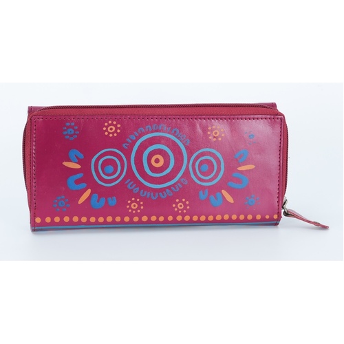 Muralappi Journey Genuine Maroon Leather Ladies Tri-Fold Wallet (11cm x 21cm) - FAMILY TIES