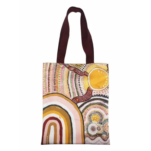 Aboriginal Art Polyester Blend Tote Bag (45cm x 53cm) - Journeys in the Sun