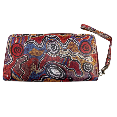 Otto Sims Aboriginal Art Large Zipped Wallet - Fire Dreaming