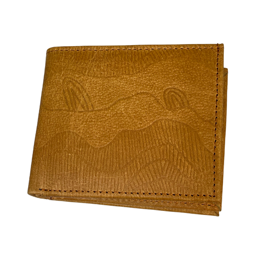 Better World Aboriginal Art Men's Leather Wallet - Sandhills (TAN)