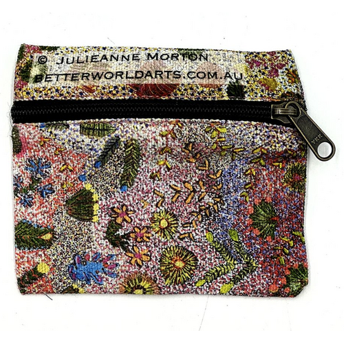 Better World Aboriginal Art Cotton Light Travel Pouch/Purse - My Country and Bush Medicine Plants