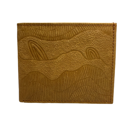 Better World Aboriginal Art Men's Leather Wallet - Sandhills (Camel)