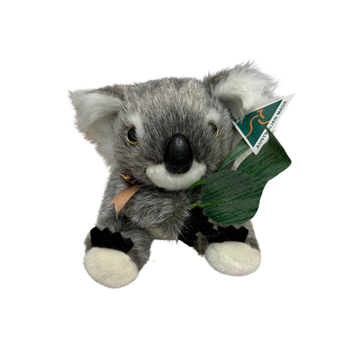 Australia Made Traditional Plush Toy - Koala (8") with Gumleaf