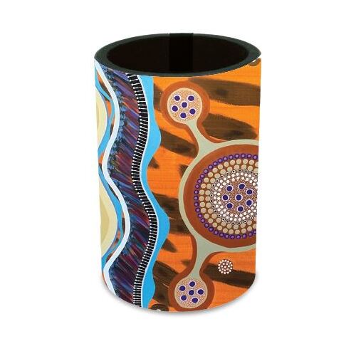 Tobwabba Aboriginal Art Neoprene Can Cooler - Black Snake