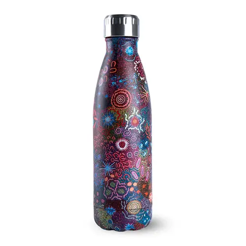 Koh Living Aboriginal Art Stainless Steel Water Bottle (500ml) - Women's Ceremony