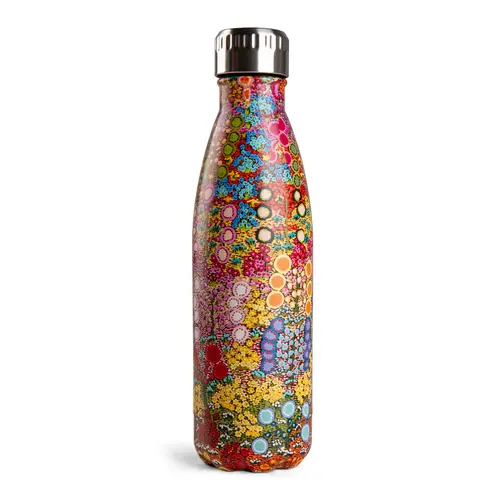 Koh Living Aboriginal Art Stainless Steel Water Bottle (500ml) - Wild Flowers