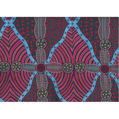 Cross Seeds (Red) - Aboriginal design Fabric