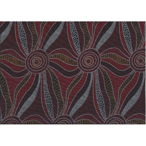 Ladies Dancing with Water Paints (Red) - Aboriginal design Fabric