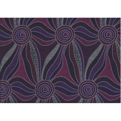 Ladies Dancing with Water Paints (Purple) - Aboriginal design Fabric