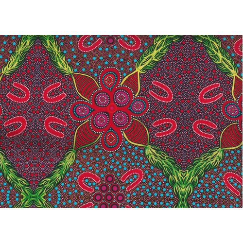 Leaves & Fruit (Red) - Aboriginal design Fabric