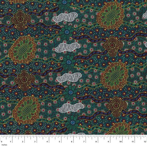 Lillup Dreaming (GREEN) - Aboriginal design Fabric