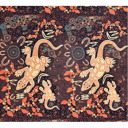 Man & Goanna (Brown) - Aboriginal design Fabric