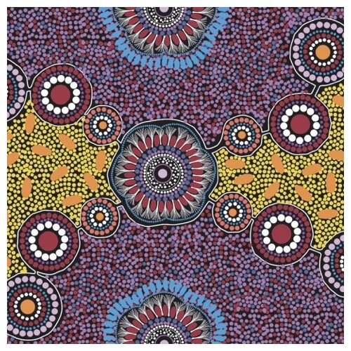 Meeting Places (Black) - Aboriginal design Fabric