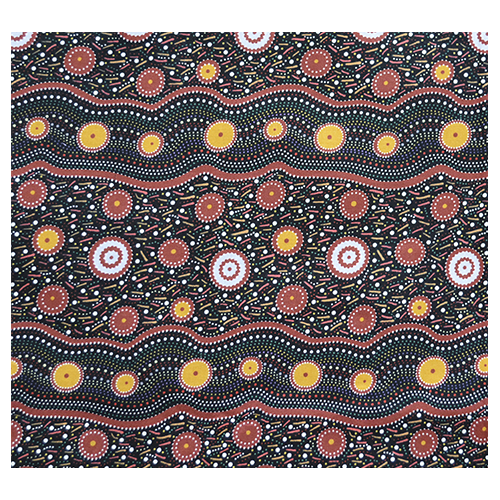 Wild Beans (Black) SCRAP 1.4M]  - Aboriginal design Fabric