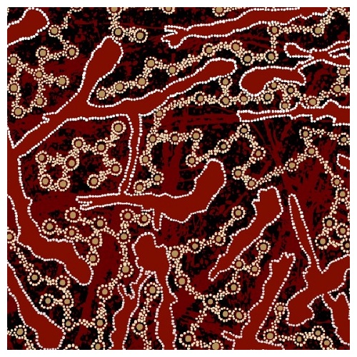 Yellow Bush Plum (Red) [SCRAP 0.75M] - Aboriginal design Fabric