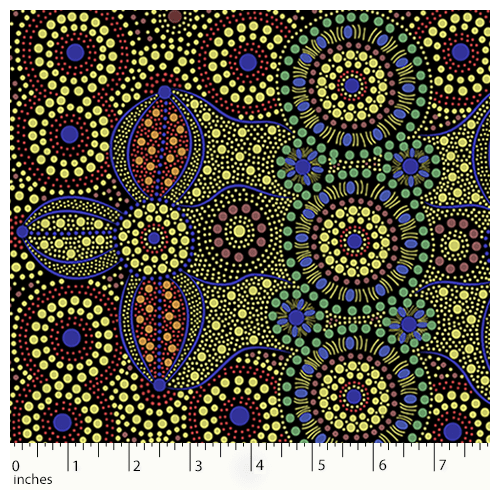 Spirit Place (Black) - Aboriginal design Fabric
