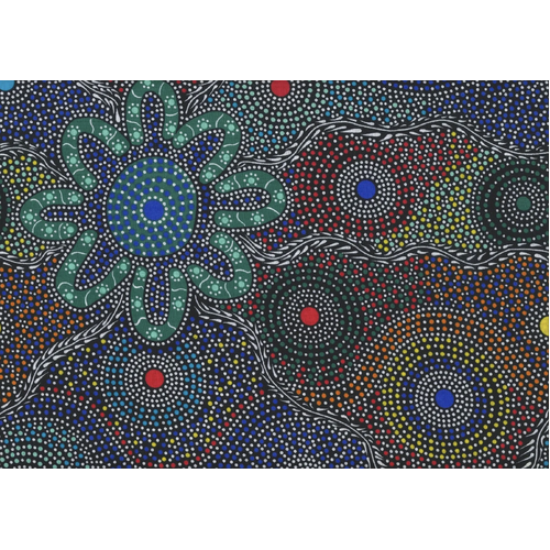 Women Dancing (Blue) - Aboriginal design Fabric