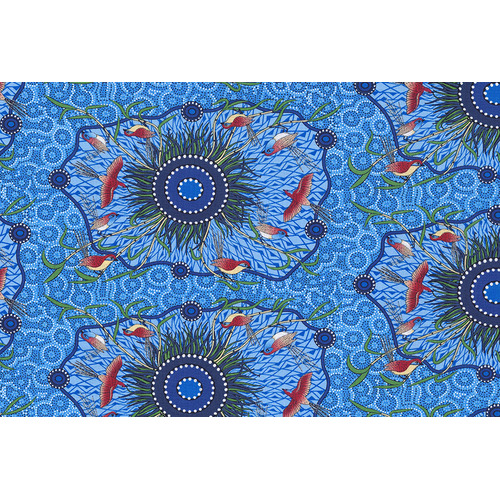 Yeerung (Blue) - Aboriginal design Fabric