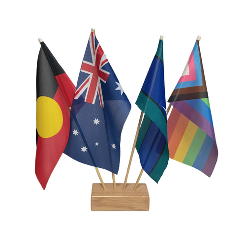 Aboriginal/TSI/Australian + Pride 4 Flag Desk Set - Progress Pride