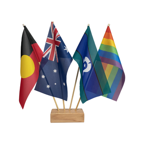 Aboriginal/TSI/Australian + Pride 4 Flag Desk Set - Rainbow