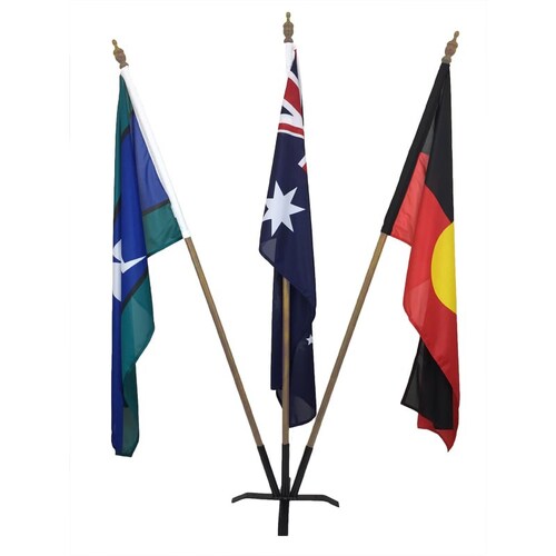 Aboriginal/TSI/Australian Flag Foyer Display Kit - Small Metal Stand [colour: Light Stained]