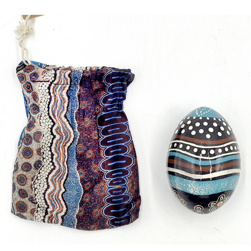 Better World Aboriginal Art Handmade Decorative Lacquered Egg & Stand + Giftbag - Land Meets the Sea