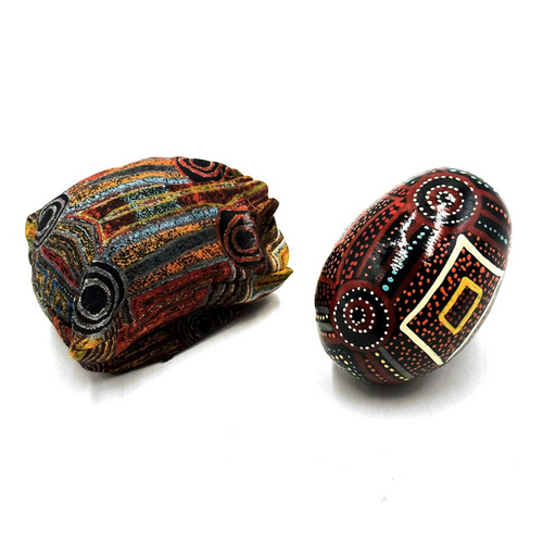 Better World Aboriginal Art Handmade Decorative Lacquered Egg & Stand + Giftbag - Mina Mina Jukurrpa