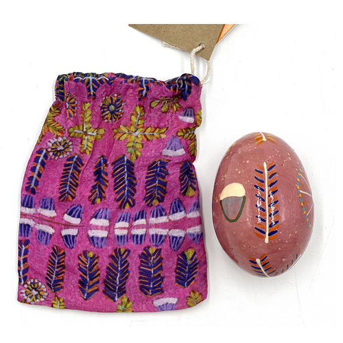 Better World Aboriginal Art Handmade Decorative Lacquered Egg & Stand + Giftbag - Medicine Plants