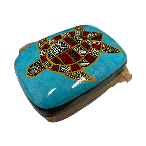 Better World Aboriginal Art Lacquered Large Trinket Box - Sea Turtle