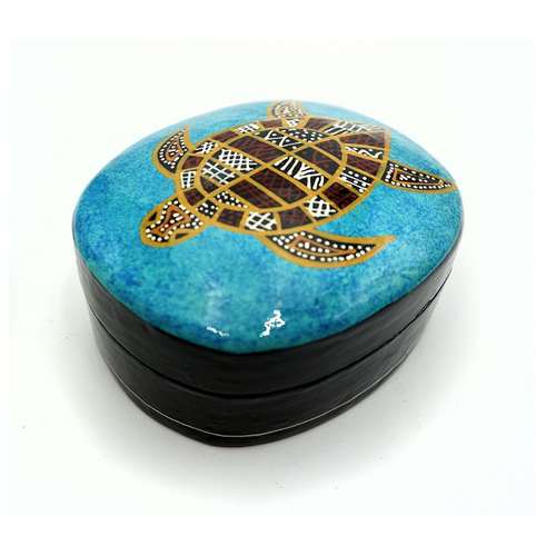 Better World Aboriginal Art Lacquered Medium Box - Sea Turtle