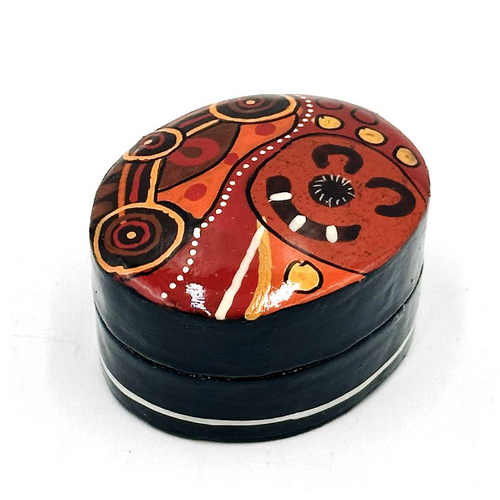 Better World Aboriginal Art Lacquered Pill Box - Hailstorm Dreaming