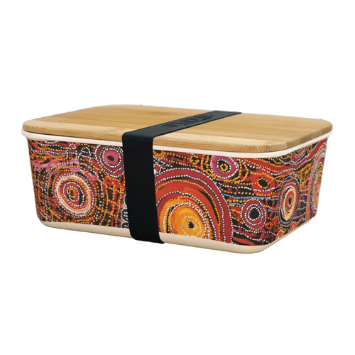 Utopia Aboriginal Art Bamboo Lunch Box - Awelye (Women's Ceremony)