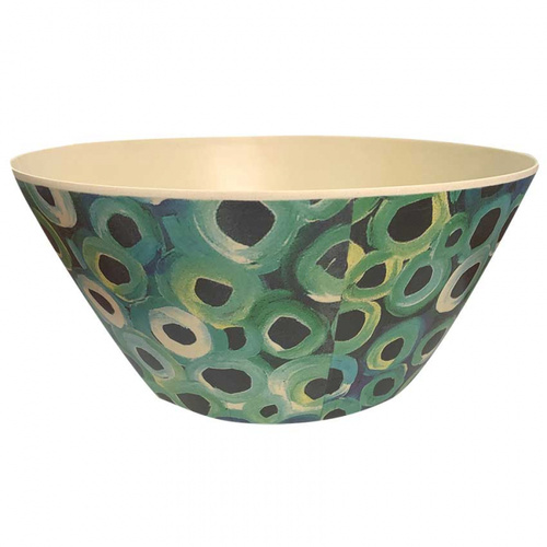 Utopia Aboriginal Art Bamboo Salad Bowl - Soakage (Green)