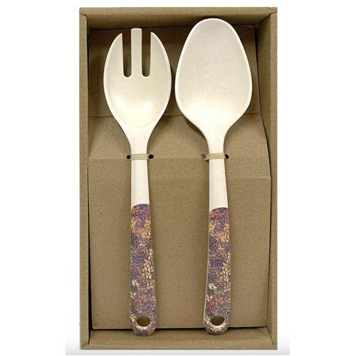 Utopia Aboriginal Art Bamboo Salad Servers - Spinifex