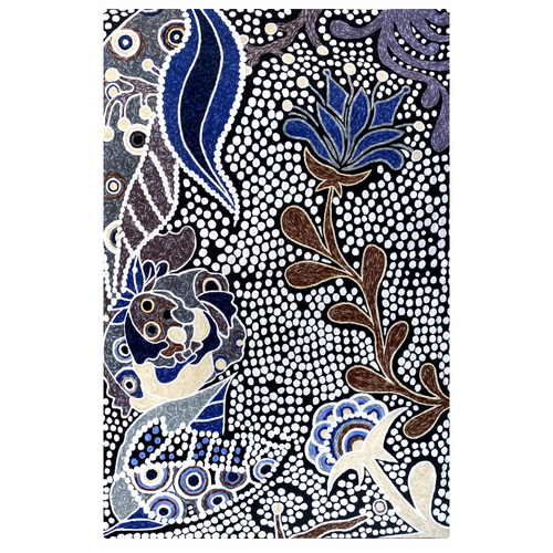 Aboriginal Art Handmade (6'x 4') Wool Rug (Chainstitched) (183cm x 122cm) - Land Meets the Sea