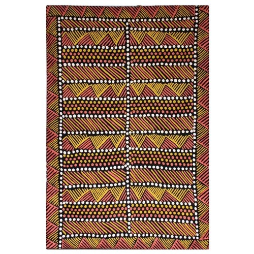 Aboriginal Art Handmade (6'x 4') Wool Rug (Chainstitched) (183cm x 122cm) - Jilamara 2