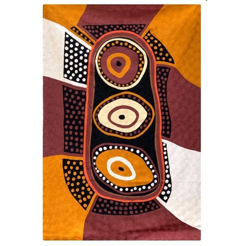 Aboriginal Art Handmade (6'x 4') Wool Rug (Chainstitched) (183cm x 122cm) - Kulama Ceremony