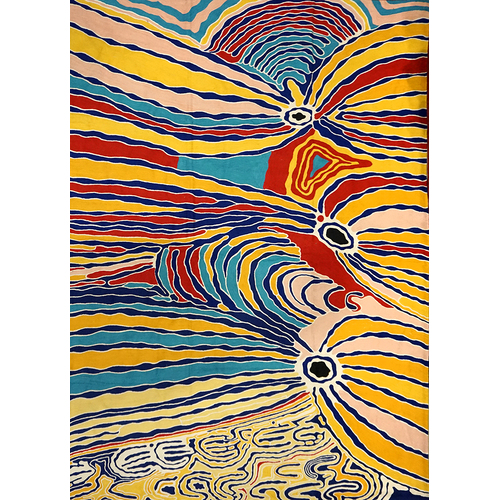 Aboriginal Art Handmade (8'x 5') Wool Rug (Chainstitched) (152cm x 244cm) - Dogwood Tree Dreaming