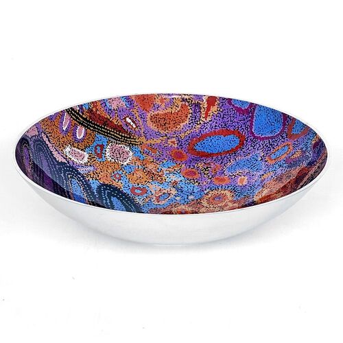 Better World Aboriginal Art - Stainless Steel Large Salad Bowl - Seven Sisters