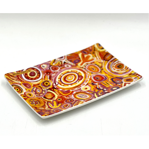 Better World Aboriginal Art Boxed Bone China Cake Plate - Ramindjeri Water Dreaming