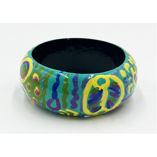 Better World Aboriginal Art Lacquered Bangle (4cm wide) - My Ngarrindjeri Country