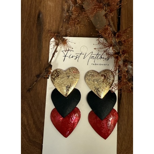 First Nations Fashionista - Handmade Aboriginal Art Drop Earrings (3 Heart)