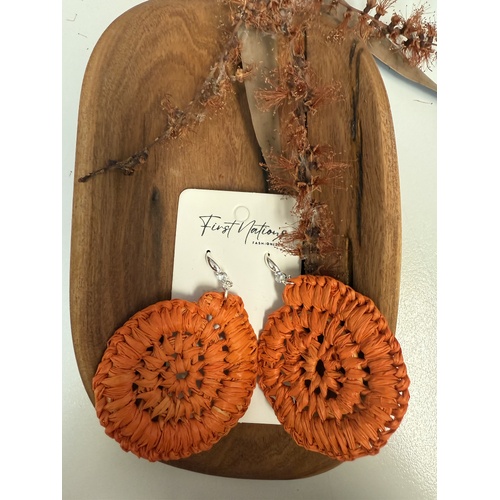 First Nations Fashionista - Handmade Aboriginal Art Ochre Woven Earrings (Ochre with hook)