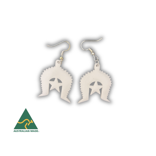 Torres Strait Island Handmade Dhari Earrings - White