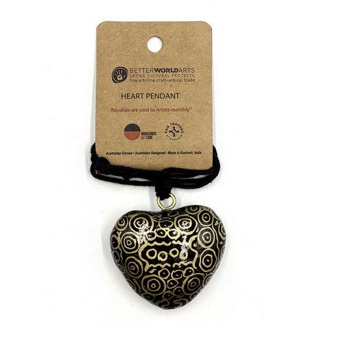 Better World Aboriginal Art Lacquered Heart Pendant - Seven Sisters Dreaming