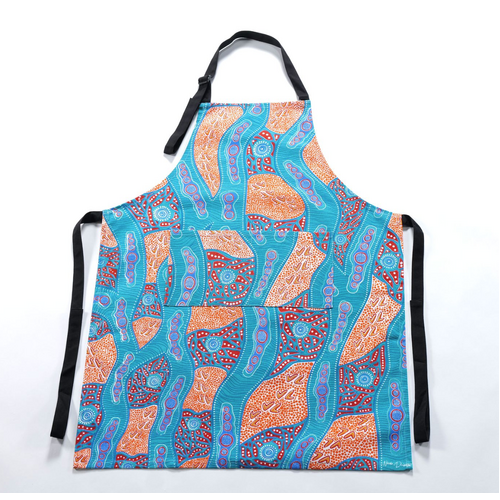 Nikki Dee Designs Aboriginal Art Cotton Apron - Tracks on Country