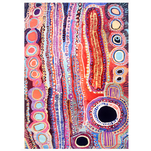 Better World Aboriginal Art Digital Print Cotton Teatowel - Two Dogs Dreaming